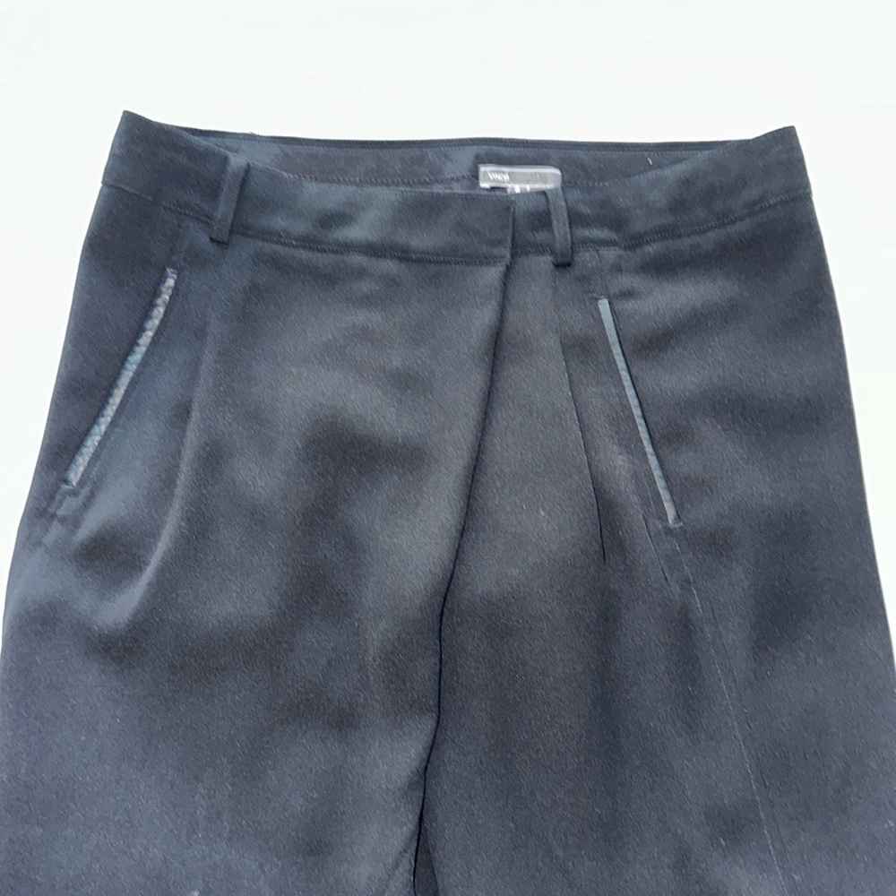 VINCE. Asymmetric Harem Trousers Leather Trim tapered hem Pants Size 6. Like New